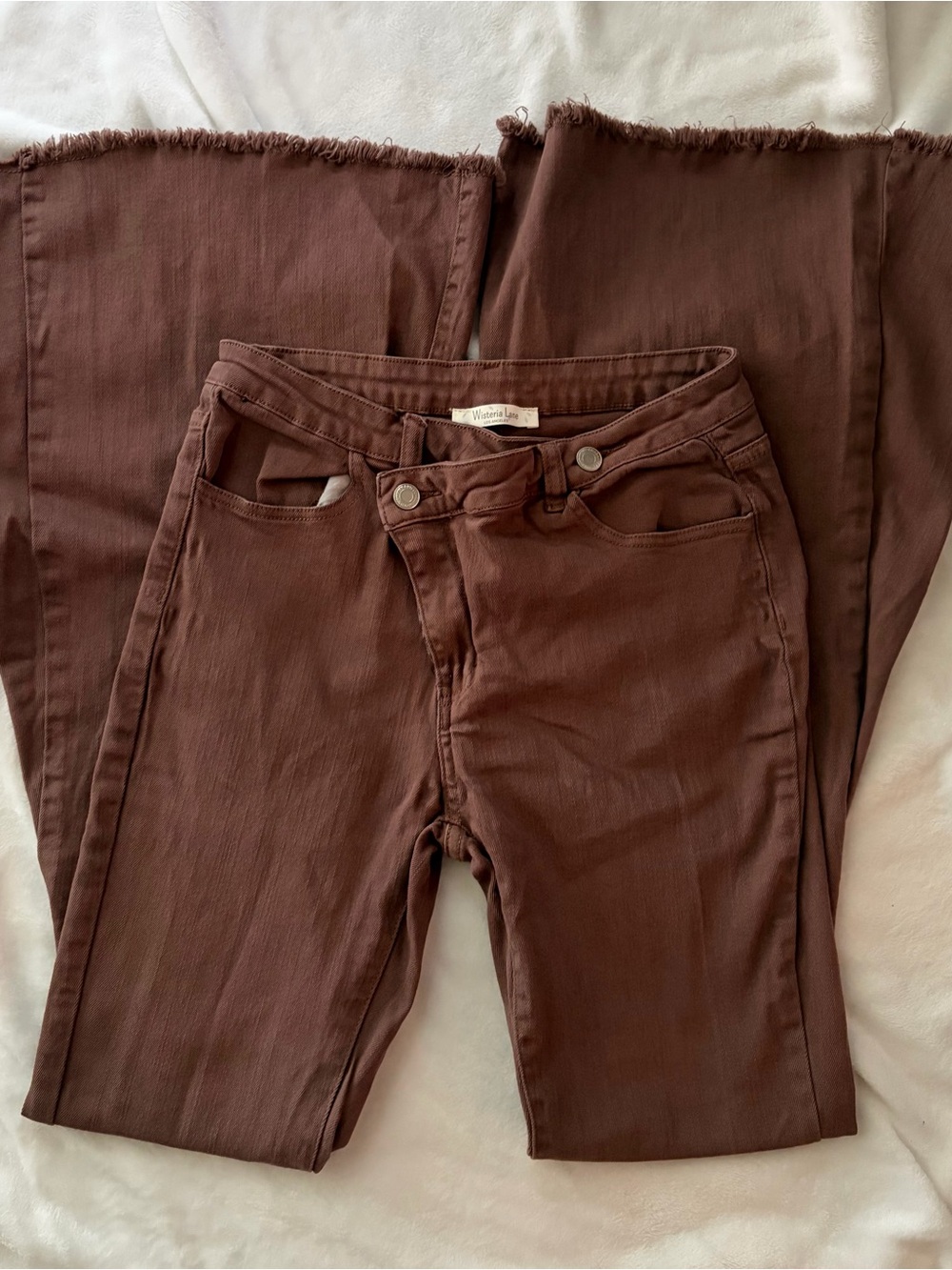 Wisteria Lane Asymmetrical Crossover Waist Bell Bottom Flare Size Large